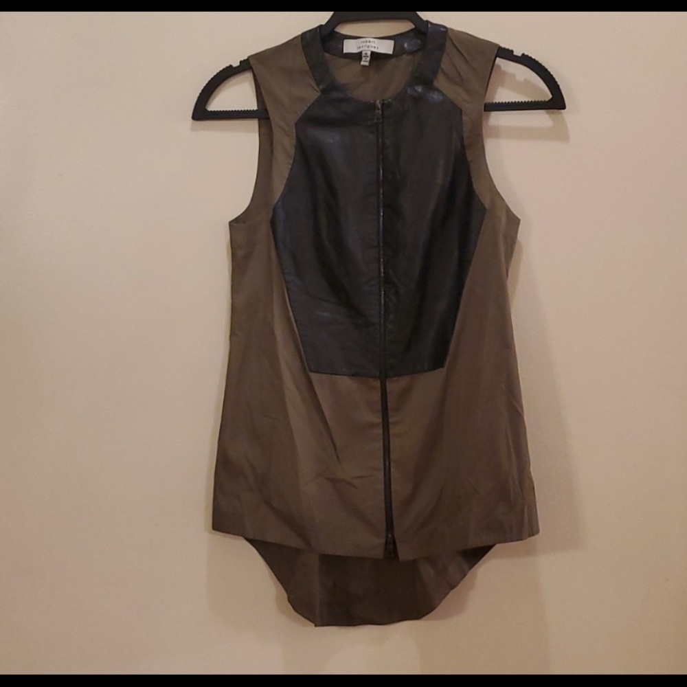 Robert Rodriguez vest army green and black Pleather, size 0
